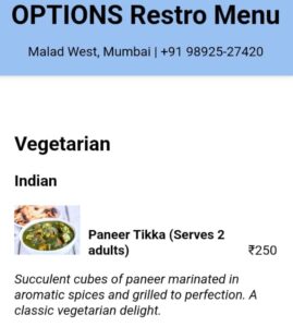image -text menu
